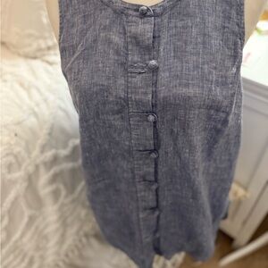 Sleeveless Blue Button-Down